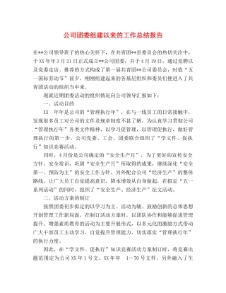 公司团委组建以来的工作总结报告 