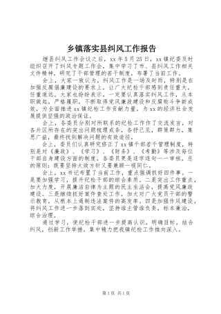 乡镇落实县纠风工作报告