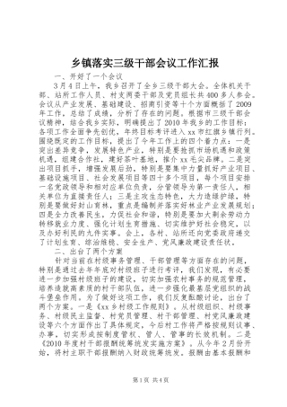 乡镇落实三级干部会议工作汇报