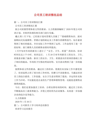 公司员工培训情况总结 