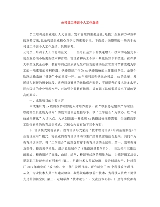 公司员工培训个人工作总结 