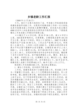 乡镇老龄工作汇报