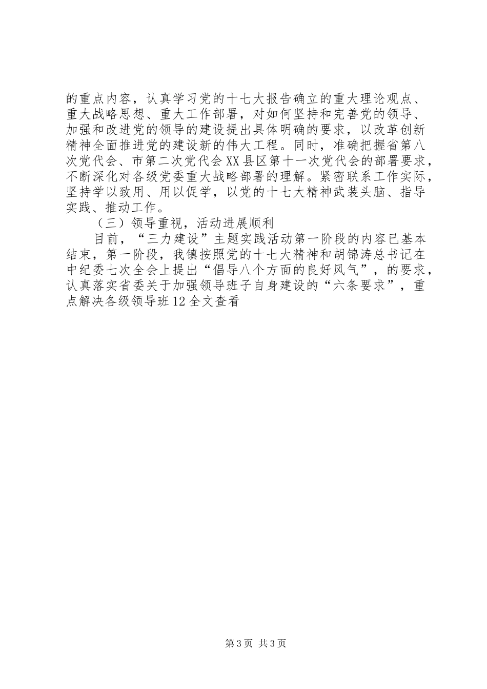 乡镇经济社会发展工作进展情况汇报_第3页