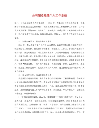 公司副总经理个人工作总结 