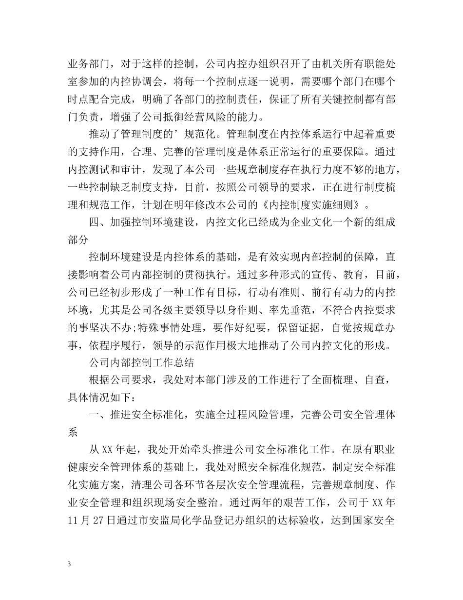 公司内部控制工作总结 _第3页