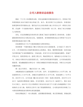 公司入职培训总结报告 
