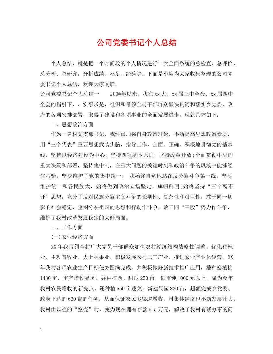 公司党委书记个人总结 _第1页