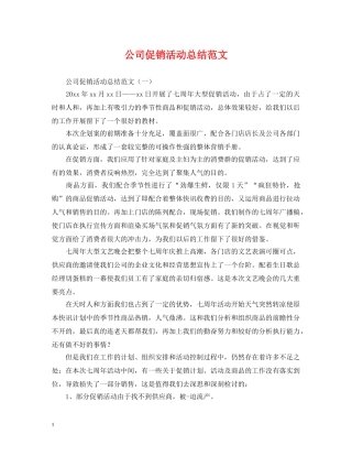 公司促销活动总结范文 