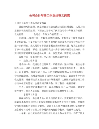公司会计年终工作总结范文两篇 