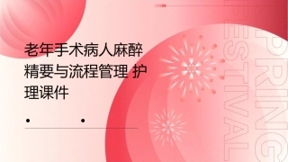 老年手术病人麻醉精要与流程管理护理课件