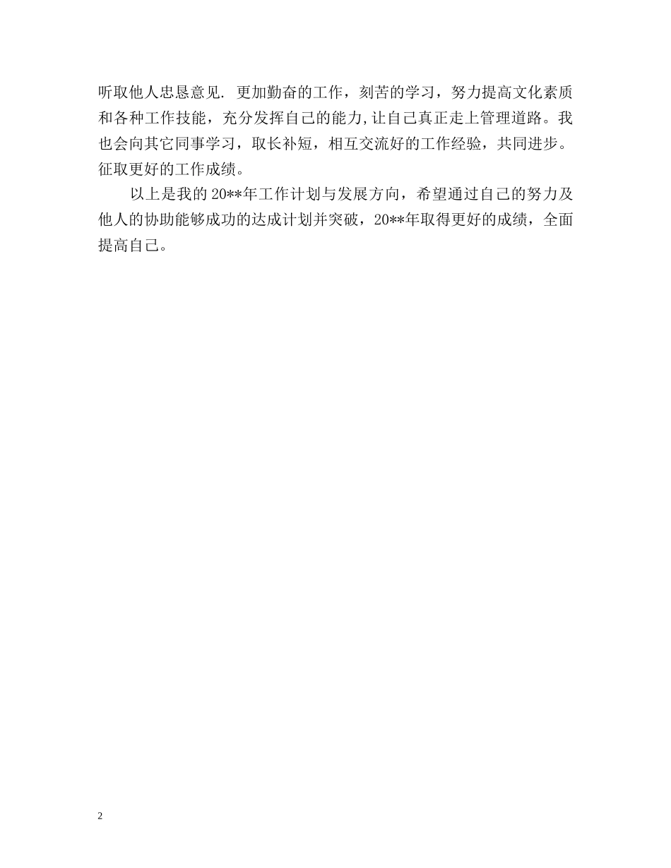 公司主管年度工作计划2 _第2页