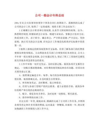 公司一般会计年终总结 