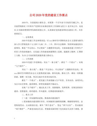公司2020年党的建设工作要点 