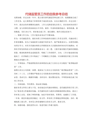 代储监管员工作的自我参考总结