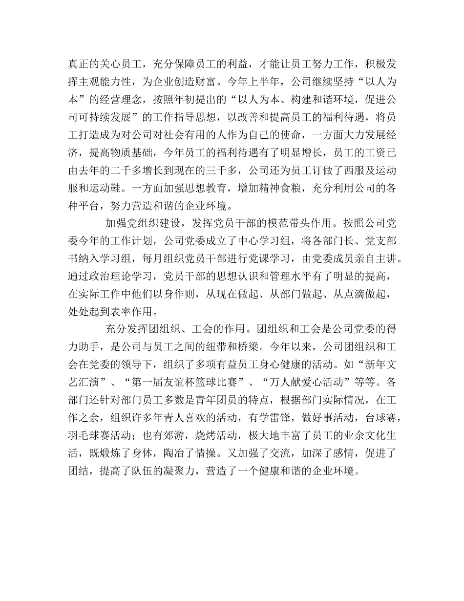 公司09年上半年工作总结 _第2页