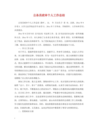 公务员政审个人工作总结2 