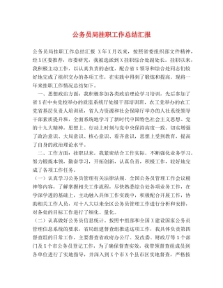 公务员局挂职工作总结汇报 