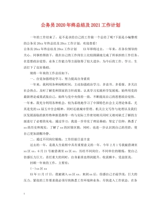 公务员2020年终总结及2021工作计划 