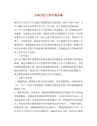 公共卫生工作计划合集 