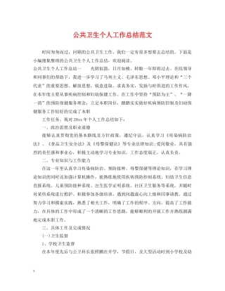 公共卫生个人工作总结范文2 