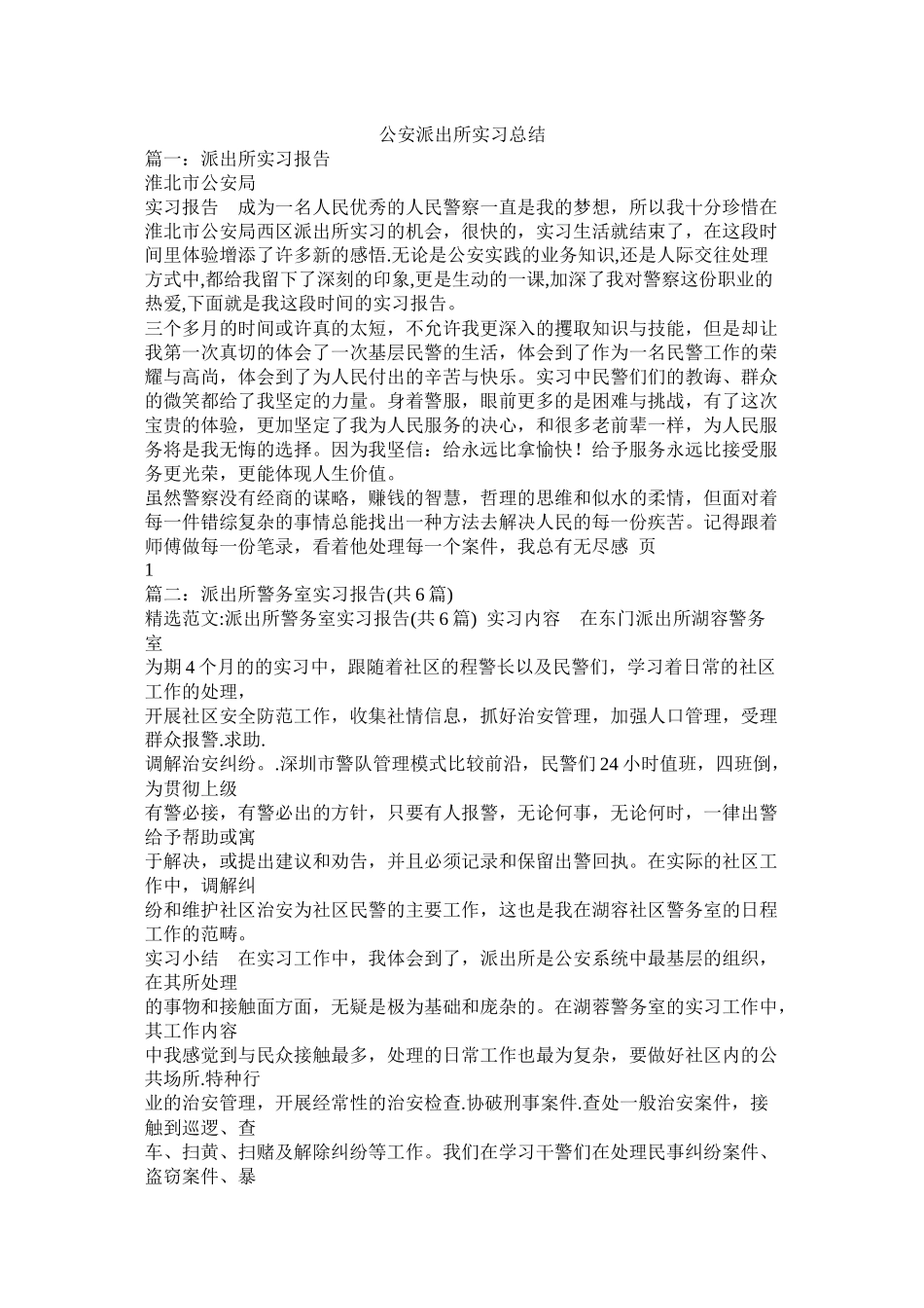 公安派出所实习总结_第1页