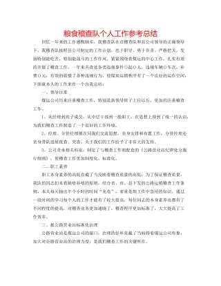 粮食稽查队个人工作参考总结