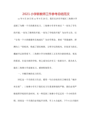 小学新教师工作参考总结范文
