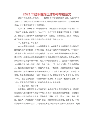 2021年挂职锻炼工作参考总结范文