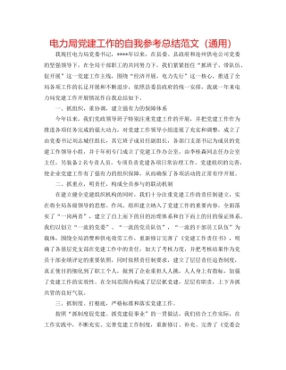 电力局党建工作的自我参考总结范文（通用）