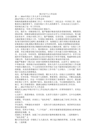 统计局个人工作总结精选