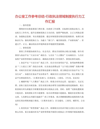 办公室工作参考总结行政执法领域制度执行力工作汇报