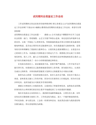 试用期间自我鉴定工作总结