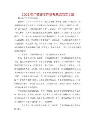 电厂转正工作参考总结范文5篇