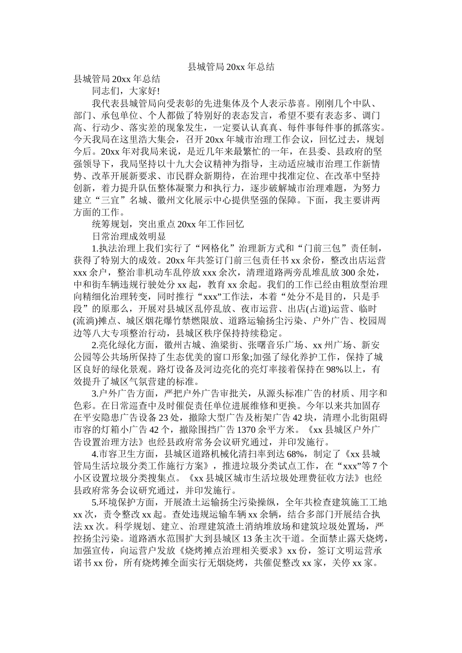 县城管局20年总结_第1页
