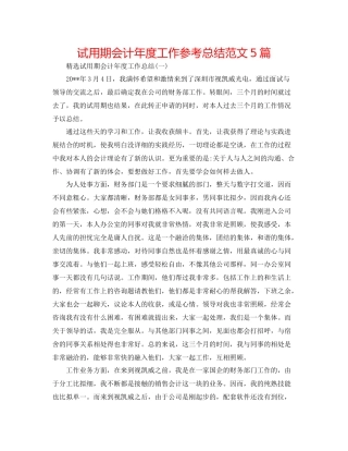 试用期会计年度工作参考总结范文5篇