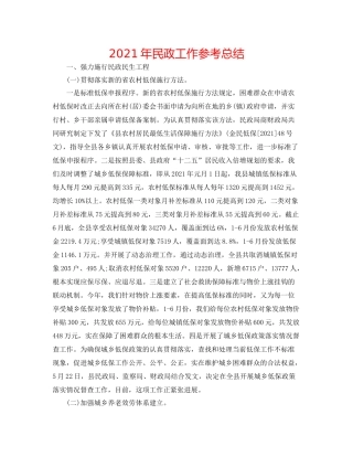 2021年民政工作参考总结