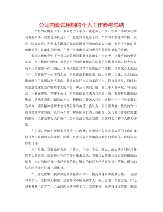 公司内勤试用期的个人工作参考总结