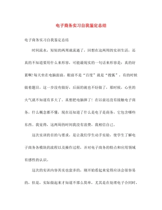电子商务实习自我鉴定总结
