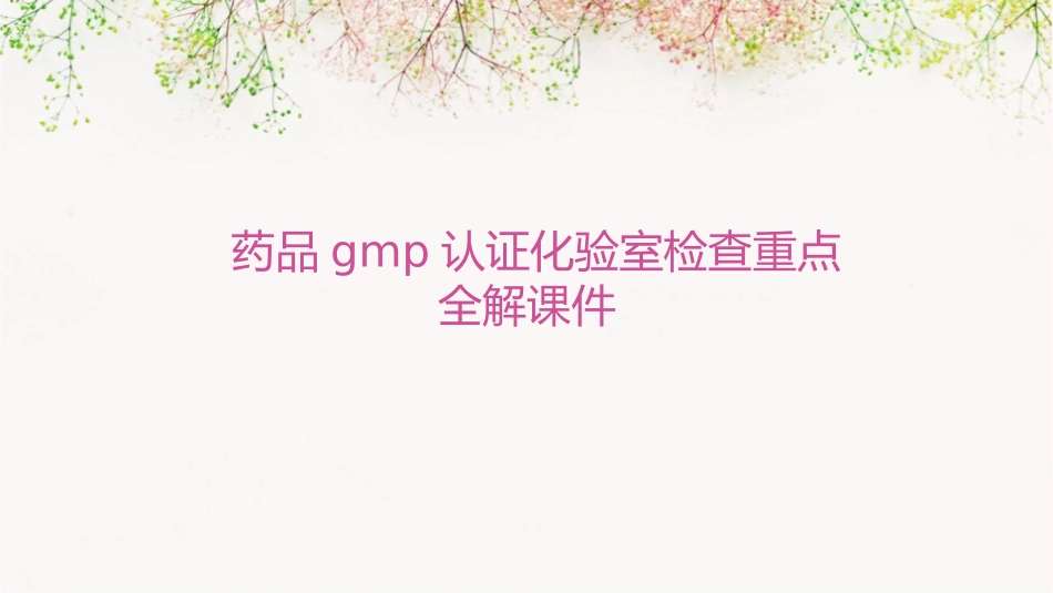药品GMP认证化验室检查重点全解课件_第1页