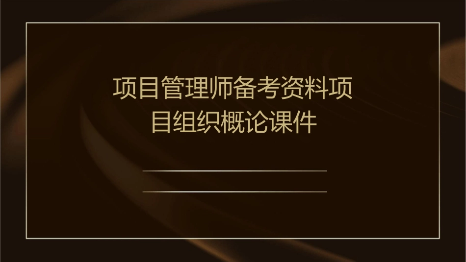 项目管理师备考资料项目组织概论课件_第1页