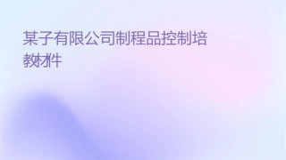 某电子有限公司制程品质控制培训教材课件