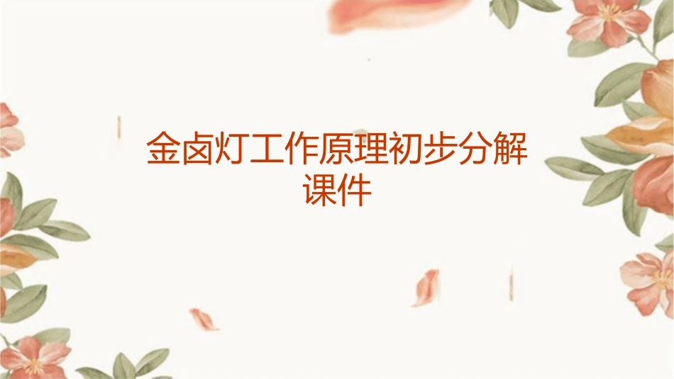 金卤灯工作原理初步分解课件_第1页