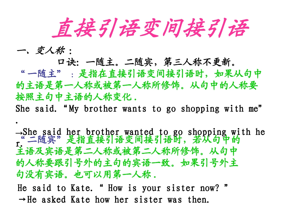 八年级英语下册语法_直接引语变间接引语PPT课件_第2页