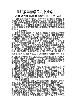 搞好数学教学的几个策略 (2)