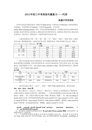 中考英语复习专题——代词