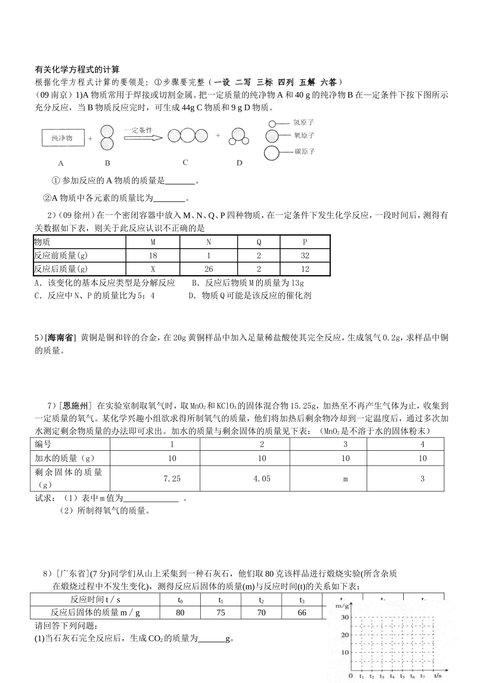 九年级化学计算题专项复习1_第2页