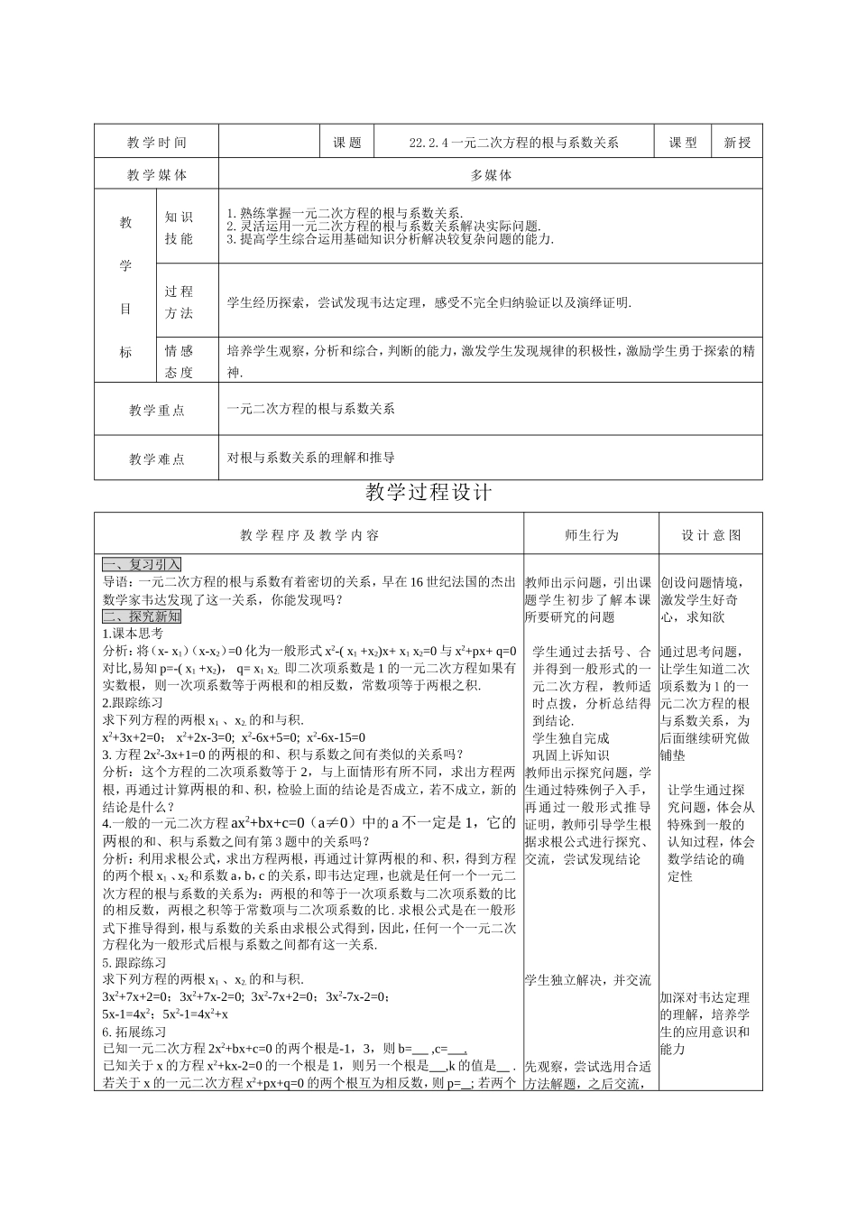 一元二次方程的根与系数关系_第2页