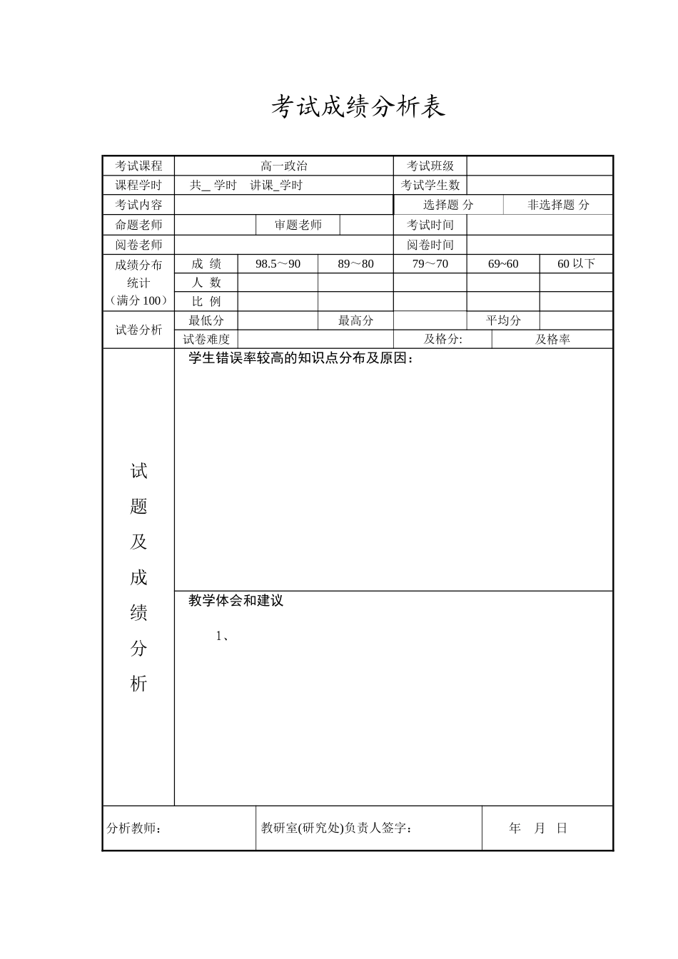 考试成绩分析表 (8)_第1页