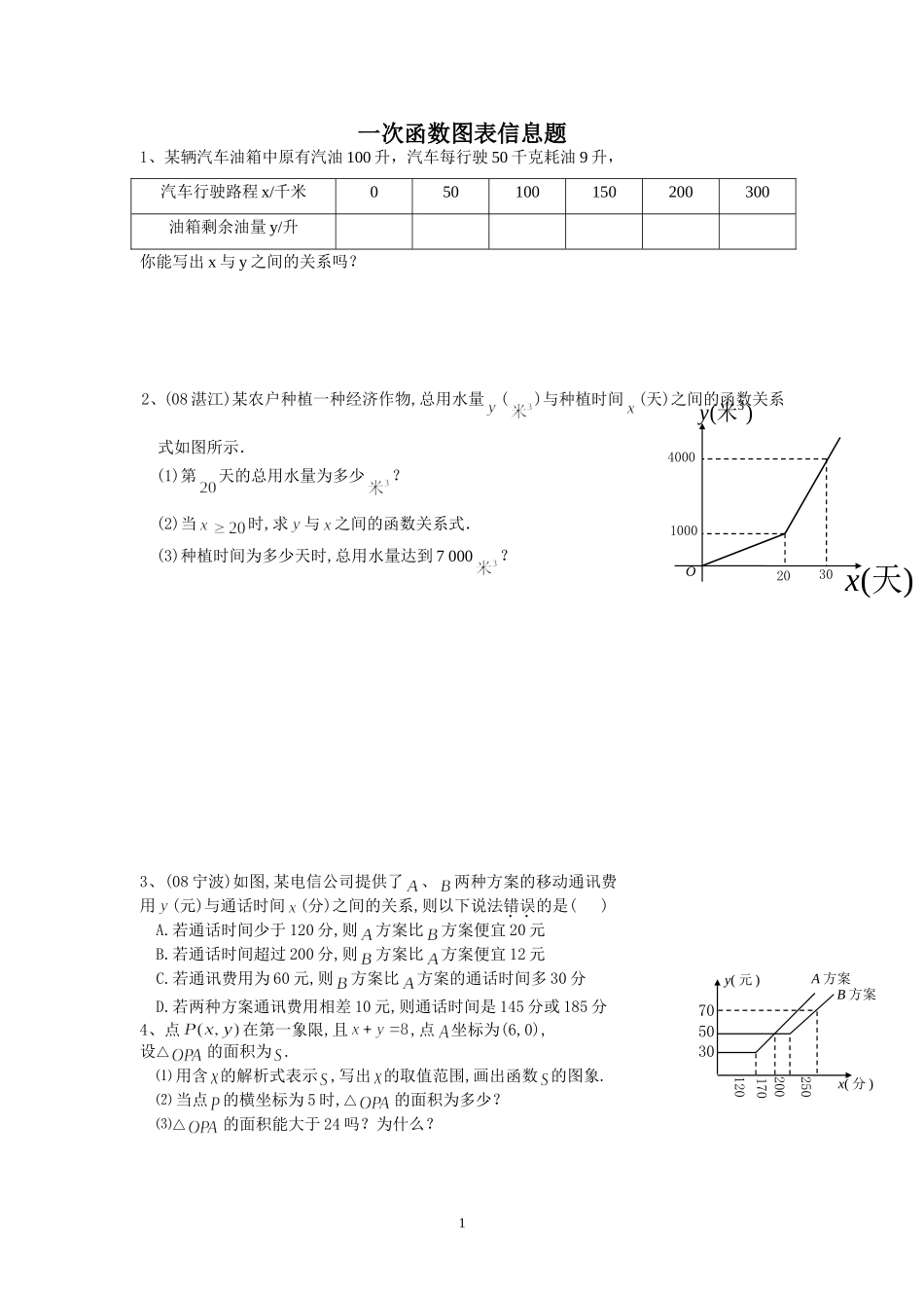 一次函数图表信息题_第1页