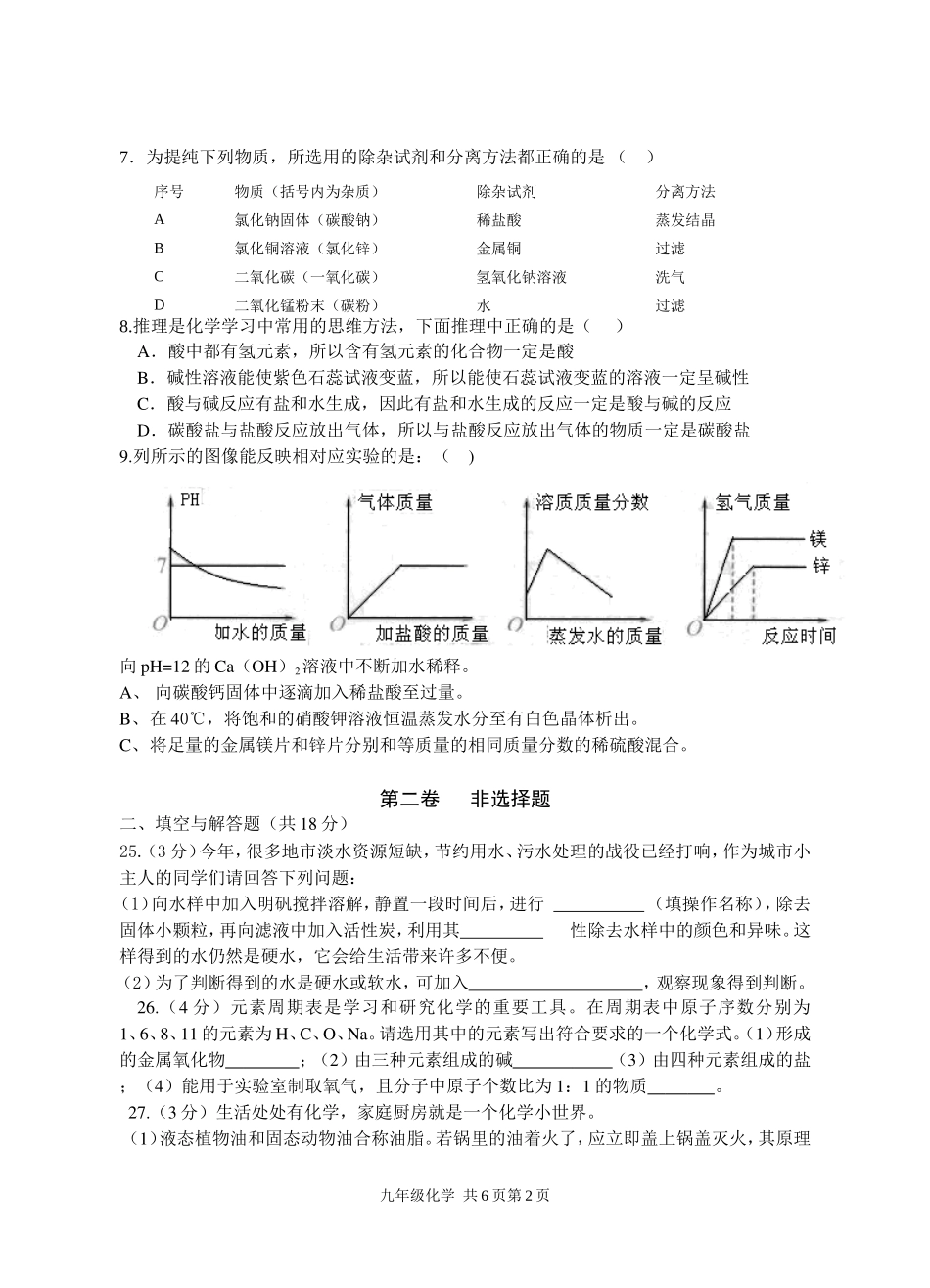 2013乐至化学中考模拟_第2页
